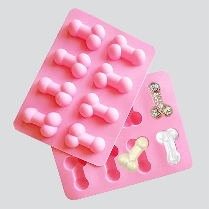 Pink penis-shaped silicone mold
