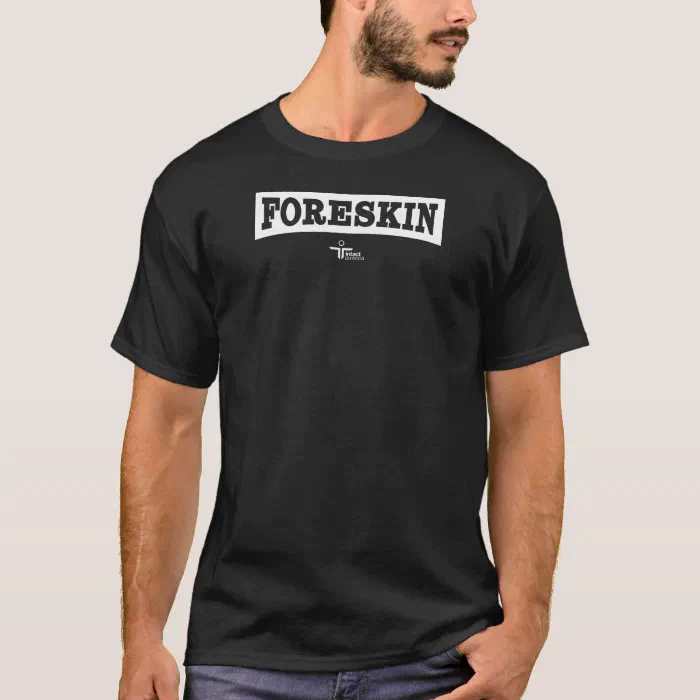 Super hero-style text that says 'Foreskin'