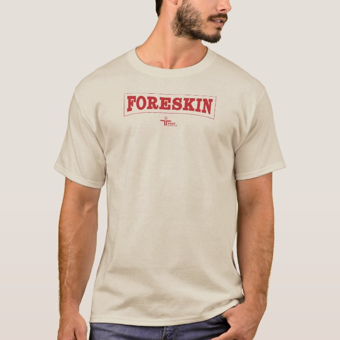 Super hero-style text that says 'Foreskin'